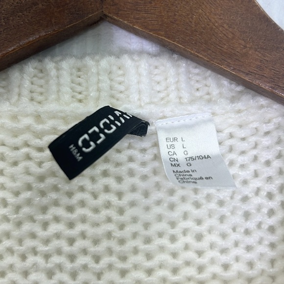 H&M - White Colorful Floral Knit Long Sleeve Crew Neck Sweater Size Large - Picture 8 of 10